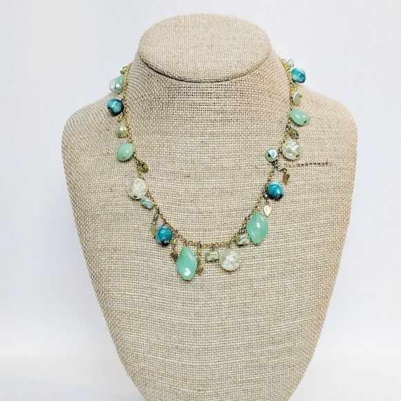 Ronit Nafshi Teal Glass Beaded Necklace Beachy! - Picture 6 of 8